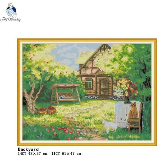 Joy Sunday backyard scenery pattern counted cross stitch kit Aida 14ct 11ct needle and thread embroidery kit DIY handmade crafts