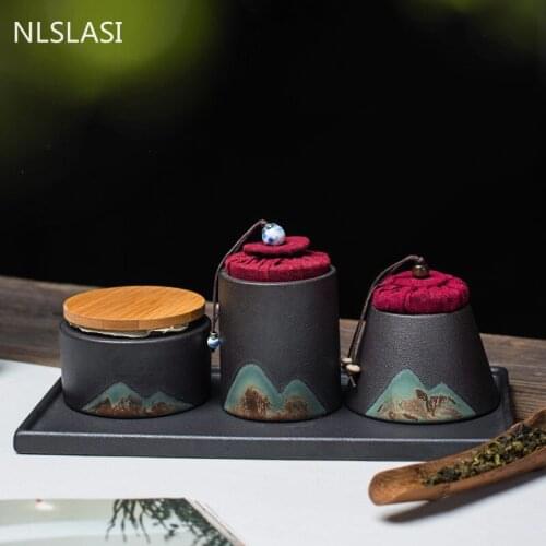 New style Ceramic tea cans Moisture-proof sealed cans Tea set tea set accessories Travel convenience Tea storage tank WSHYUFEI