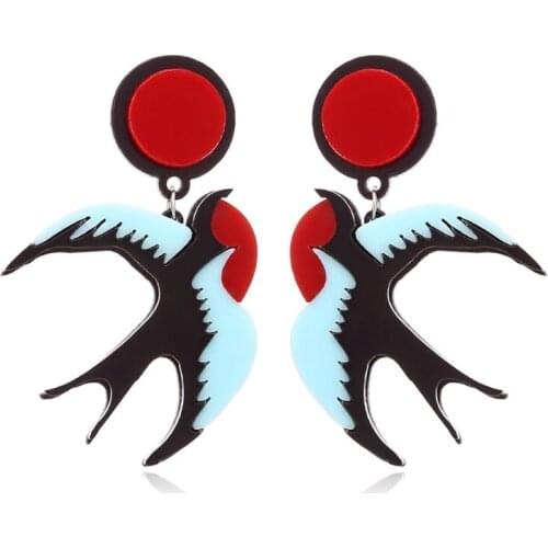Beautiful workmanship Acrylic Bird Drop Statement Earrings Freedom Swallow Stand Out Fashion Jewelry