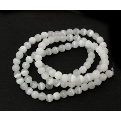 Approx 980pcs/lot A Grade White 4mm Round Cat Eye Loose Spacer Stone Beads for jewelry making DH-BBB001-05