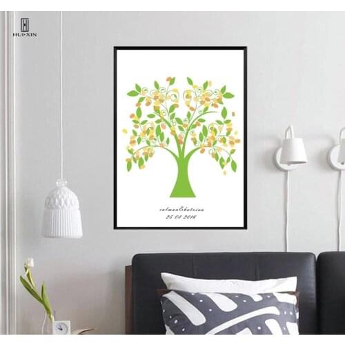 Best Wishes Birthday Souvenir Gifts Simple Sweet Tree Colorful Leaves Flowers Guestbook Fingerprint DIY HD Signature Party Decor
