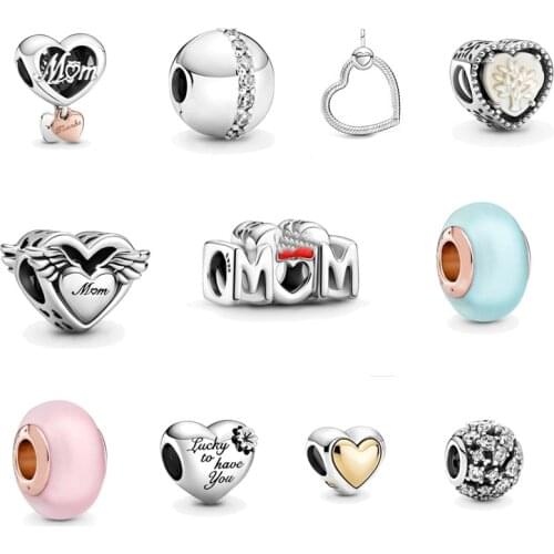 925 Sterling Zilver Glinsterende Love Mom Kralen Fit Originele Pan Bedelarmband Vrouwen Sieraden Moederdag gift