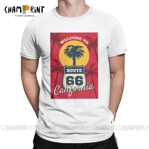 Welcome To Route 66 T Shirt California T-Shirts Men Mother Road Classic Retro Oldschool Funny Cotton Tees Big Size Clothing