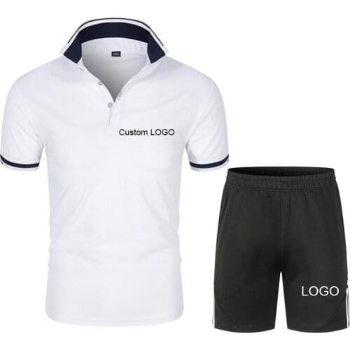 2-Piece Set of Mens Brand Printed T-Shirt Summer Polo Short-Sleeved Shorts Suit Thin Pants Sportswear Mens Basketball Shirt