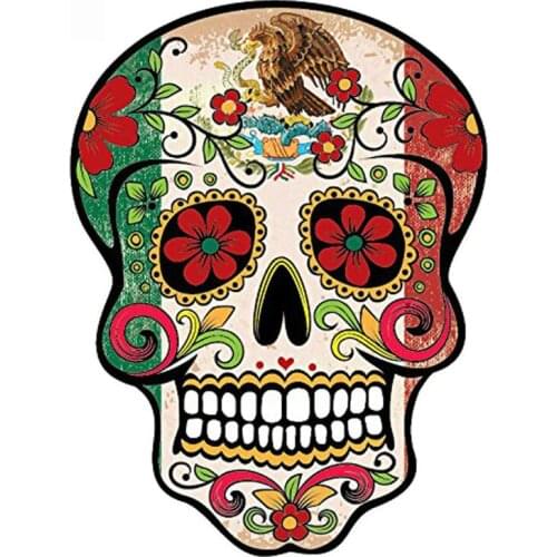 Mexican Sugar Skull Car Sticker Decoration Waterproof Decal Laptop Suitcase Motorcycle Auto Accessories PVC,13cm*10cm