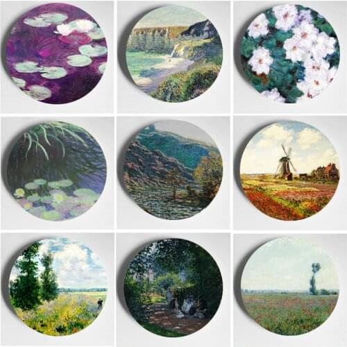Simple And Quality Wall Plate Decoration Pure Handmade Monet Schilderen Wandkleden Plate Art Plate Home & Garden