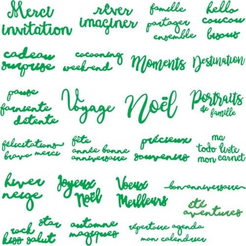 NEW Arrival French Words Metal Cutting Dies for Scrapbooking Congratulations/welcome/thank You Letter Dies for Card Making Paper