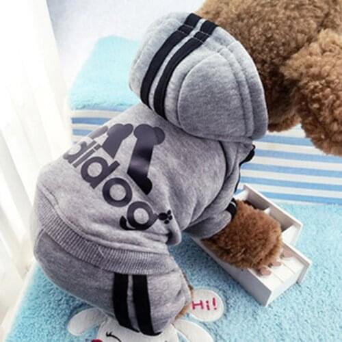 Pet Clothes Dog Sweater Warm Cat Clothes New Autumn and Winter with Hood and Velvet Polyester Autumn/winter Solid HH38