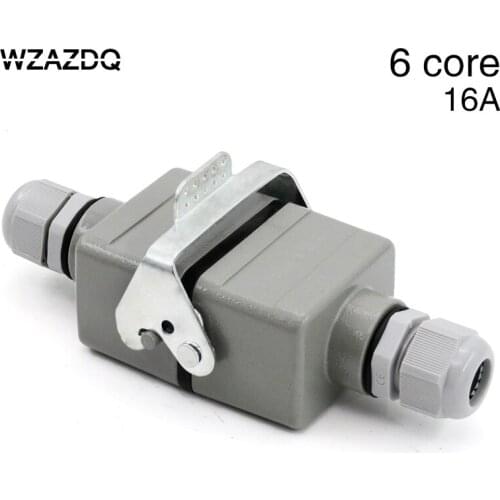 He-06 Rectangular heavy duty connector butt type 6 core waterproof socket connector for aerospace industry 16A