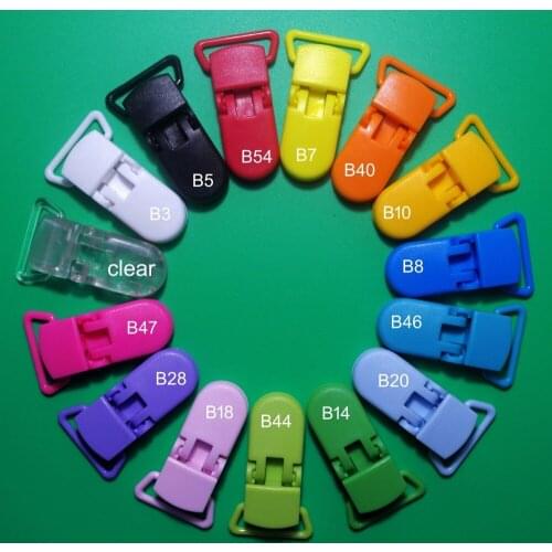 Wholesale 500pcs/Lot 20mm Width KAM D Shape Plastic Clips,Plastic Pacifier Clips,Soother Clips,Dummy Clip,15 Colors For Choice