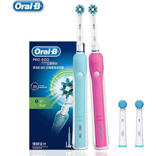 Oral B Pro600 Electric Toothbrush Oral Hygiene Dental Care Electric Rechargeable Tooth Brush Heads 3D Teeth Whitening for Adult
