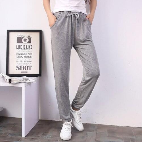 2018 Autumn Women Pencil Pants Elastic Waist Modal Harem Pants Female Tie Long Pants Loose Casual Trousers Plus Size 3XL AB946