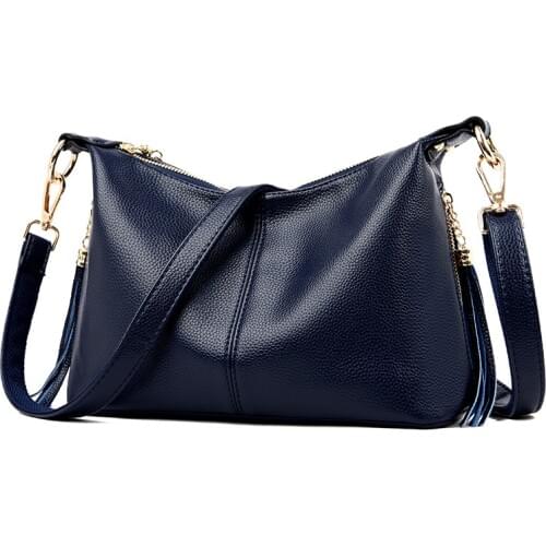 Casual Women Shoulder Bag PU Leather Female Tote Crossbody Bags Business Womens Handbag Tassel Solid Zipper Messenger Hobos Bag