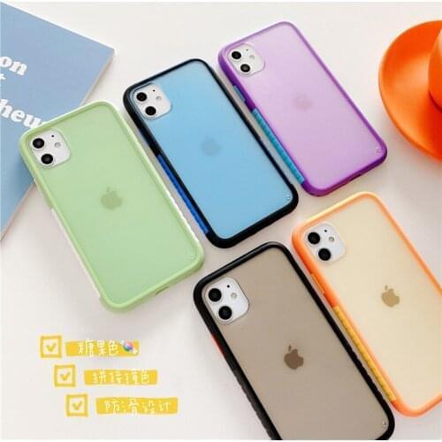 Shockproof transparent matte soft hard phone case for iphone 11 Pro Max XR XS Max 6S 8 7 Plus trend color back cover