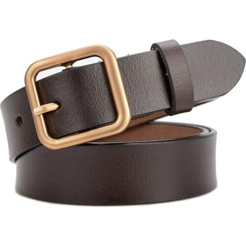 New Fashion Women Belts Genuine Leather Designer Waistband Belt For Girl Jeans Casual Accessories Gold Buckle Belts