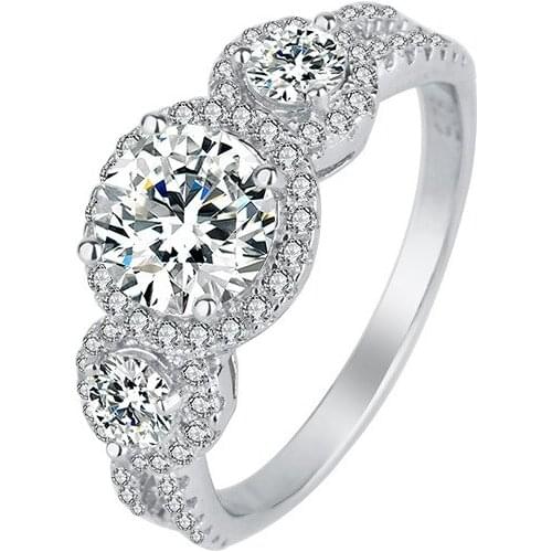 Luxury 925 Sterling Silver Rings Round 1.2 CT Real Moissanite Diamonds Gemstone Romantic Luxury Cocktail Rings Fine Jewelry