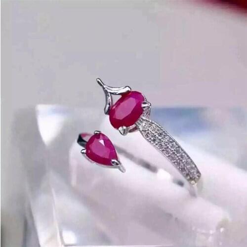 Ruby ring Free shipping Natural and real ruby 925 sterling silver Fine jewelry 4*6mm Gen