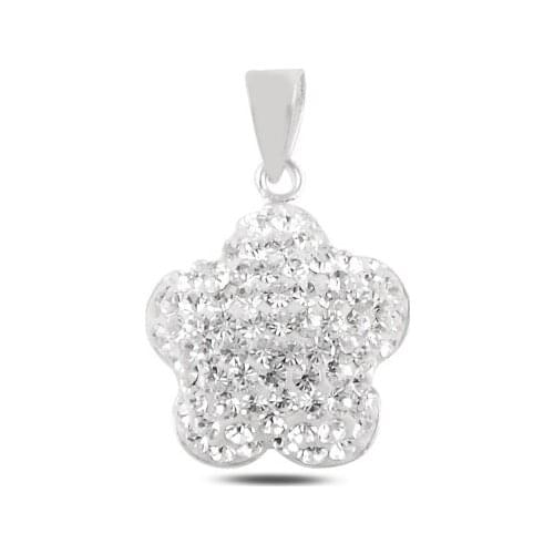 Silver 925 Sterling Daisy Crystal Gemstone Pendant