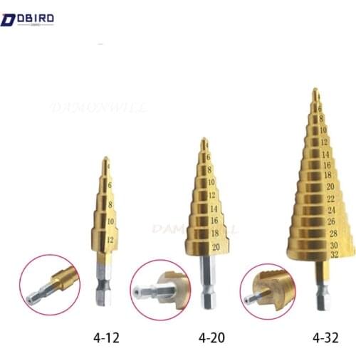 4-12mm/4-20mm/4-32mm Step Drills Cone HSS 4241 Steel Large Titanium Coated Metal Drill Bit Cut Tool Set Hole Cutter Wholesale