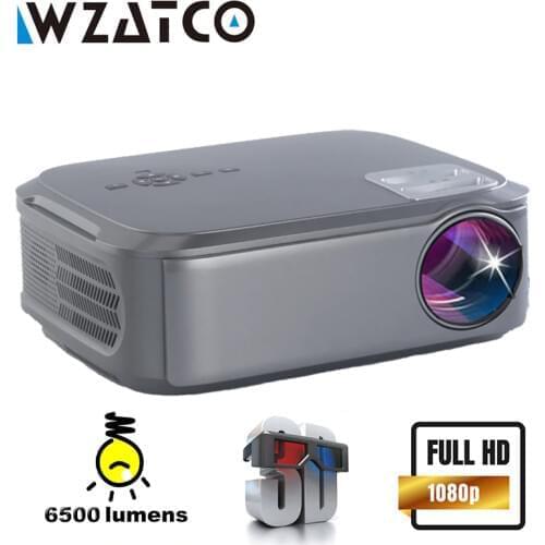 WZATCO CT58 Native 1080P 4K LED Projector Online Video Android 9.0 Wifi Wired Sync Display For phone Smart Beamer Home Theater