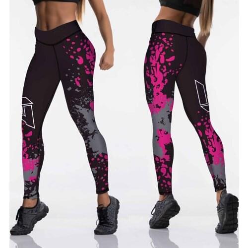 Women Yoga Pants Stretch Print Sportswear Gym Workout Fitness Clothing Girl Sport Leggings Calf-length Running Legging Plus Size