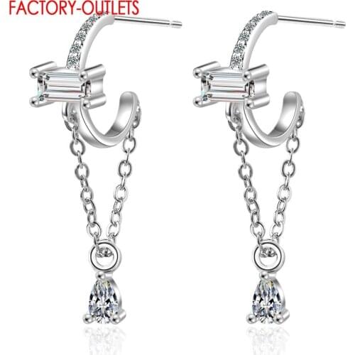 Super Nice Brilliant Crystal Earrings For Women Genuine 925 Sterling Silver Dangle Earrings Gift For Girl Women Fine Jewelry
