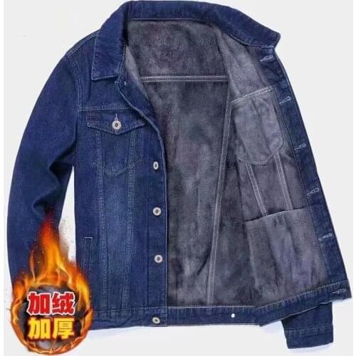 Winter Plush Denim Jacket Men Fashion Wear Versatile Loose Thickened Clothes Winter Warm Denim Jacket Coat
