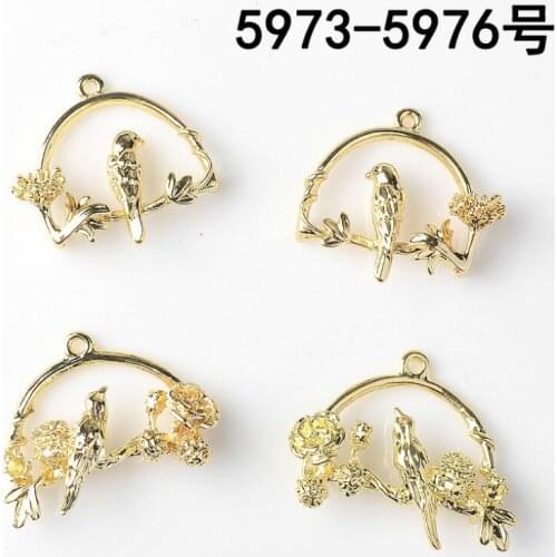 10pcs New round bird pendant left and right symmetrical hair accessories earrings accessories