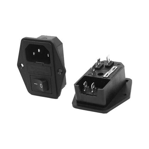 2Pcs AC 250V 10A C14 Socket Power Adapter w Black On/Off Rocker Switch