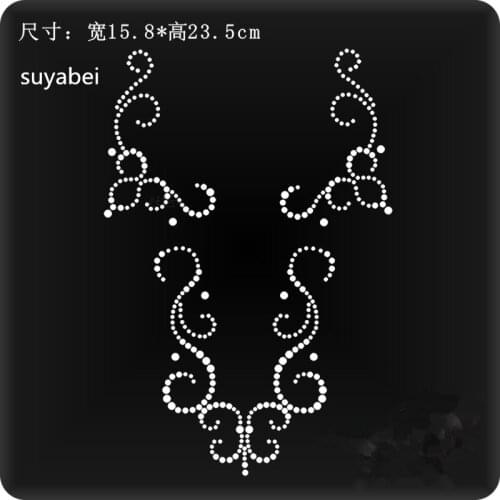 2pc/lot Sweater decor sticker iron on crystal transfers desig motif iron on applique patches hot fix rhinestones motif sticker