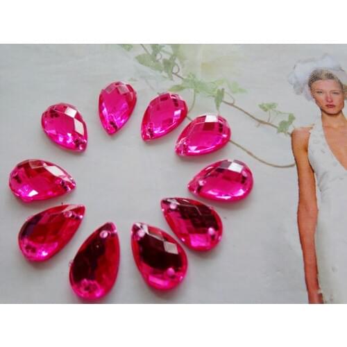 200pcs 8*13mm drop shape rhinestones Rose red Sew on crystal gem stones Acryl crystal strass diamond hand sewing