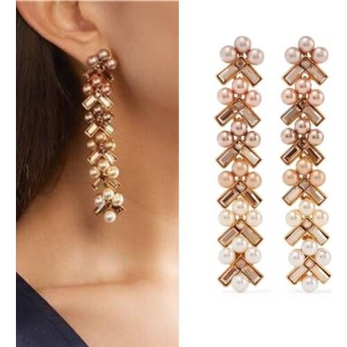 2018 Amybaby Designer High Quality Womens Luxury Vintage Glass Pearls Crystal Womens Necklace Earring Jewelry For Party