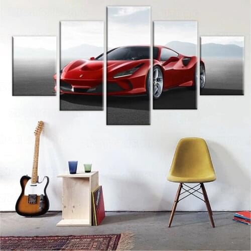 Canvas Art 5 Piece HD Pictures 2020 Ferrari F8 Tributo Canvas Painting Wall Pictures for Living Room Wall Decoration