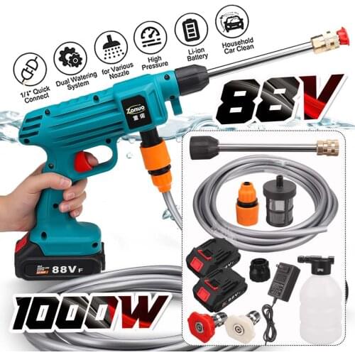 88VF 1000W High Pressure Cordless Washer Spray Water Gun With 15000mAh Battery Car Wash Cleaning Machine for Makita 18V Battery