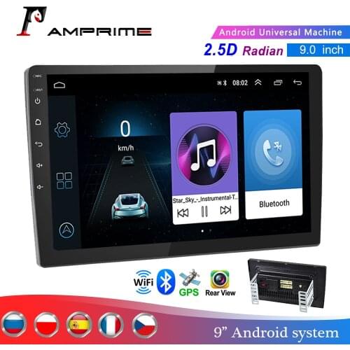AMPrime 2din Car Radio 9" Android 2.5D Car Multimedia Player GPS Navigation Wifi Mirrorlink Autoradio 2DIN Universal Car Stereo