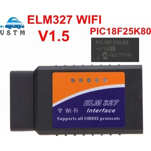 ELM327 WIFI V1.5 OBD2 Auto Code Reader WI-FI Connection ELM327 Supports iOS Phone PIC18F25K8 OBD2 Diagnostic Scanner For IPhone