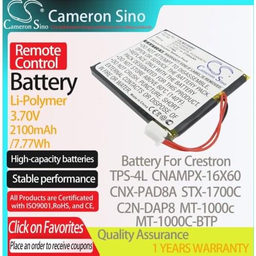 CameronSino Battery for Crestron C2N-DAP8 CNAMPX-16X60 CNX-PAD8A STX-1700C fits Crestron MT-1000C-BTP Remote Control battery