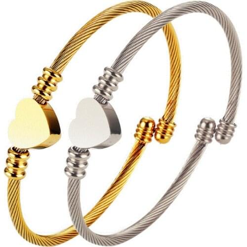 Custom Name Stainless Steel Heart Bangele