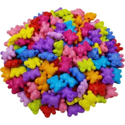 50PCS 14x12mm Solid color Cute Bear Kids bead Loose Spacer Beads DIY Jewelry Accessories Necklace Bracelet Making Gift Beautiful