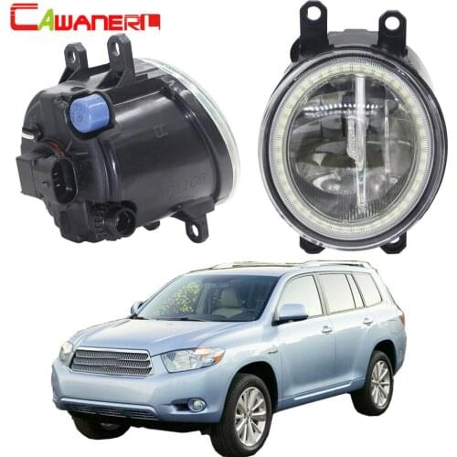 Cawanerl For Toyota Highlander 2008 2009 2010 2011 2012 Car H11 LED Bulb Fog Light + Angel Eye Daytime Running Lamp 4000LM 12V