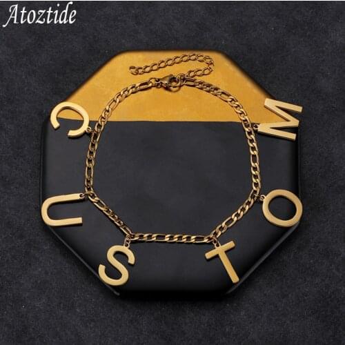 Atoztide Personalized Custom Name Anklet Thick NK Leg Chain Letter Jewelry for Women Gold Stainless Steel Charms Customized Gift