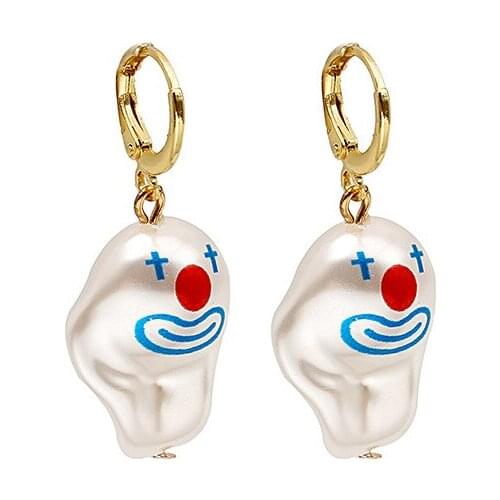 Wooden Circus Clown Earrings for Women Girls Lovely Funny Cartoon Fashion Jewelry Studs Earrings Exaggerated Brincos Mujer Y2K