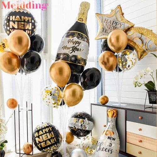 Happy New Years Eve Decorations 2021 Balloons Wine Bottle Foil Balloons Christmas Home Decor Globos New Year Eve Party Supplies