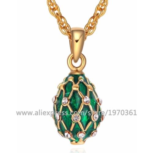 Hottest Mini Size Enamel Handmade holiday eggs Jewelry Brass Vintage Egg Pendant Crystal Rhinestone Necklace Gift To Women