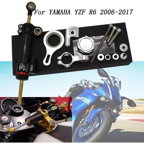 Carbon Aluminum Motorcycle Stabilizer Steering Damper Mounting Bracket Support Kit For YAMAHA YZF R1 2009-2012 YZF R6 2006-2017