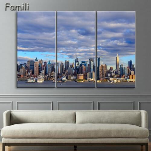 The Landscape of New York Paintings for Home Decor Canvas Printings Large Wall Art for Living Room Bedroom 3Pcs
