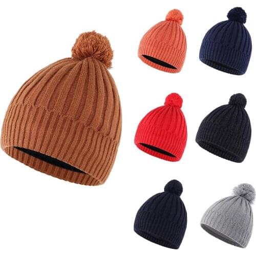 Connectyle 2019 New Style Toddler Infant Boys Girls Winter Hat with Fleece Warm Knit Skull Beanie with Pom-Pom