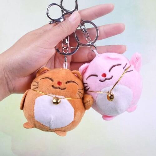 Korea creative cute kitten keychain plush doll car key chain lucky cat bag pendant pendant female