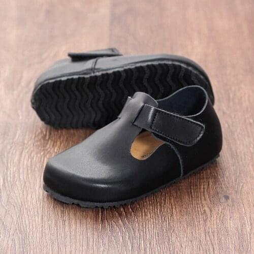 LARTUS Children Casual Shoes Toddler Girls Shoes Kids Genuine Leather Shoes Boys Black Baotou Sneakers Clearance
