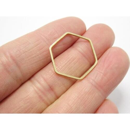 Brass charms 20x1mm Hexagon brass pendant connector brass geometric findings -30pcs R498